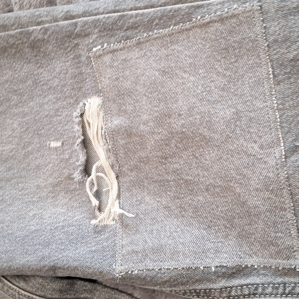 NWOT - Old Navy Extra High-Waisted Button-Fly Sky-Hi Straight Patchwork Sz.14 - Picture 6 of 12